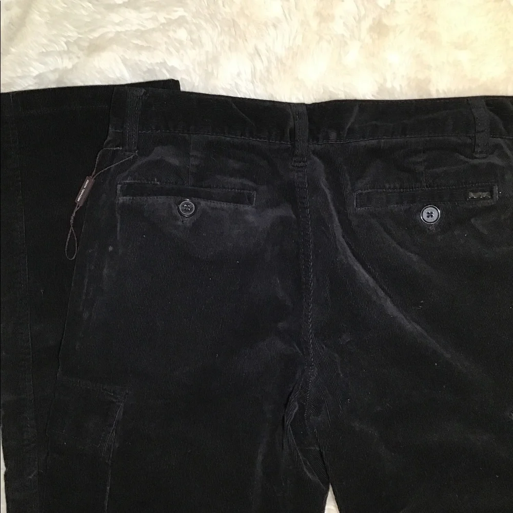 Michael kors black modern fit corduroy cargo stretchy pants size 30